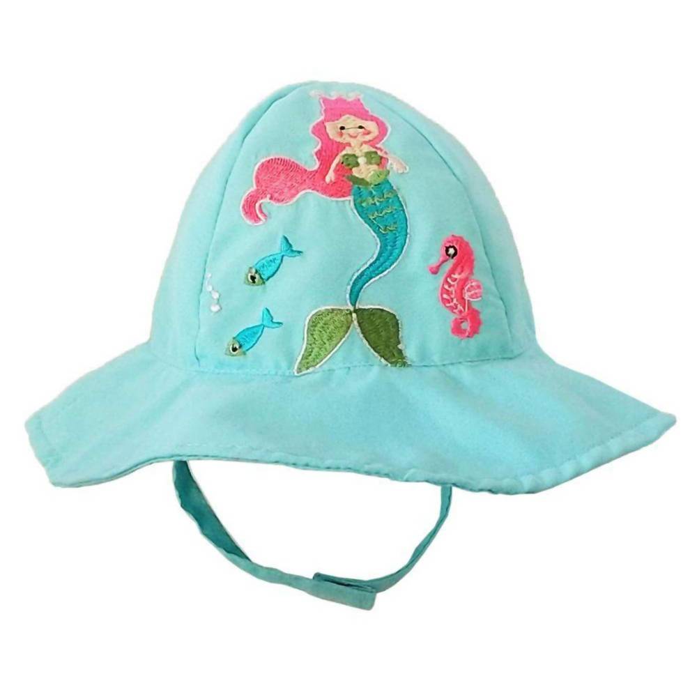 NEW HUGGALUGS baby girls mermaid upf 50+ sunhat in aqua